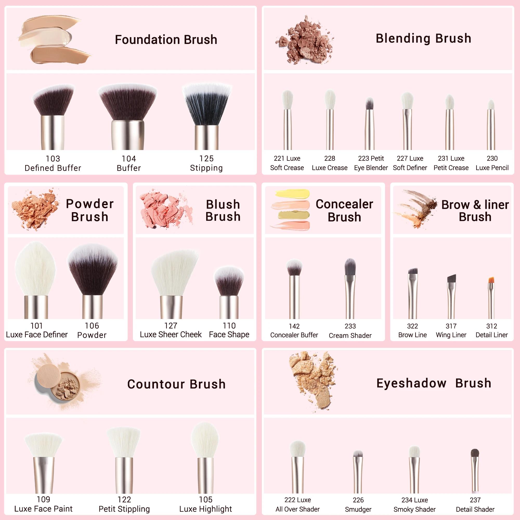 Jessup – ensemble de pinceaux de maquillage professionnels, 25 pièces, poudre, fond de teint, fard à