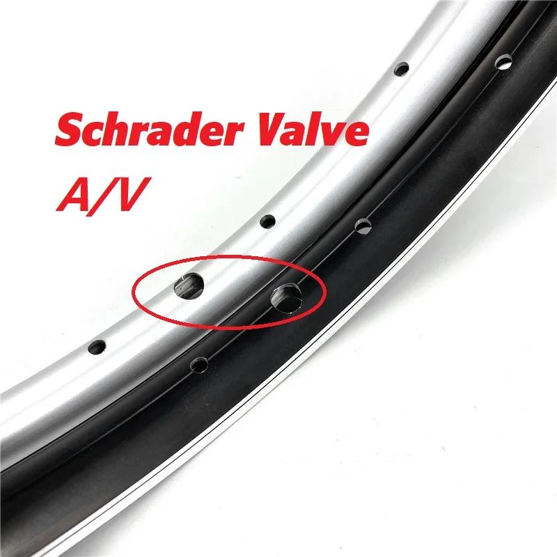 20 "406 jantes de vélo pliantes Double paroi jante en alliage d'aluminium Valve Schrader 20H 24H 28H
