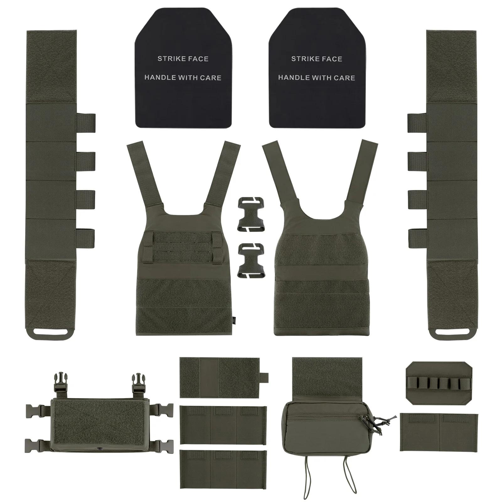KRYDEX – gilet tactique porte-plaque lisse à basse visibilité, avec ceinture élastique, Micro combat