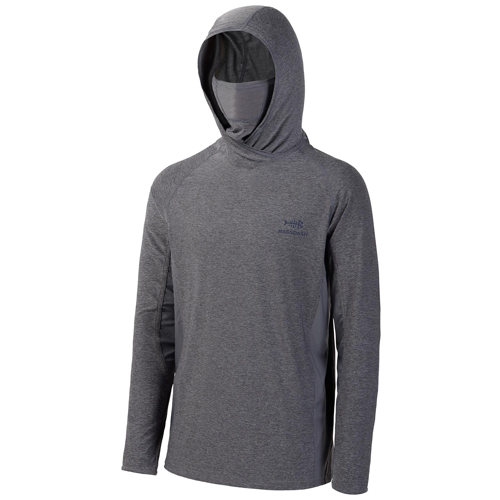 Bassdash UPF 50+ Chemise de pêche à manches longues pour homme avec masque, guêtre de cou UV, sweat