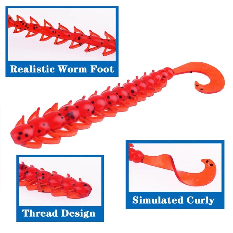 10 pièces crevette odeur ver leurre de pêche larve Silicone artificiel doux appâts 6.5 cm 5 cm bar b