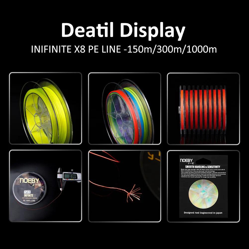 NOEBY PE ligne X8 brin tressé ligne de pêche 150m 300m 1-103LB Super Tension résistance à l'usure li