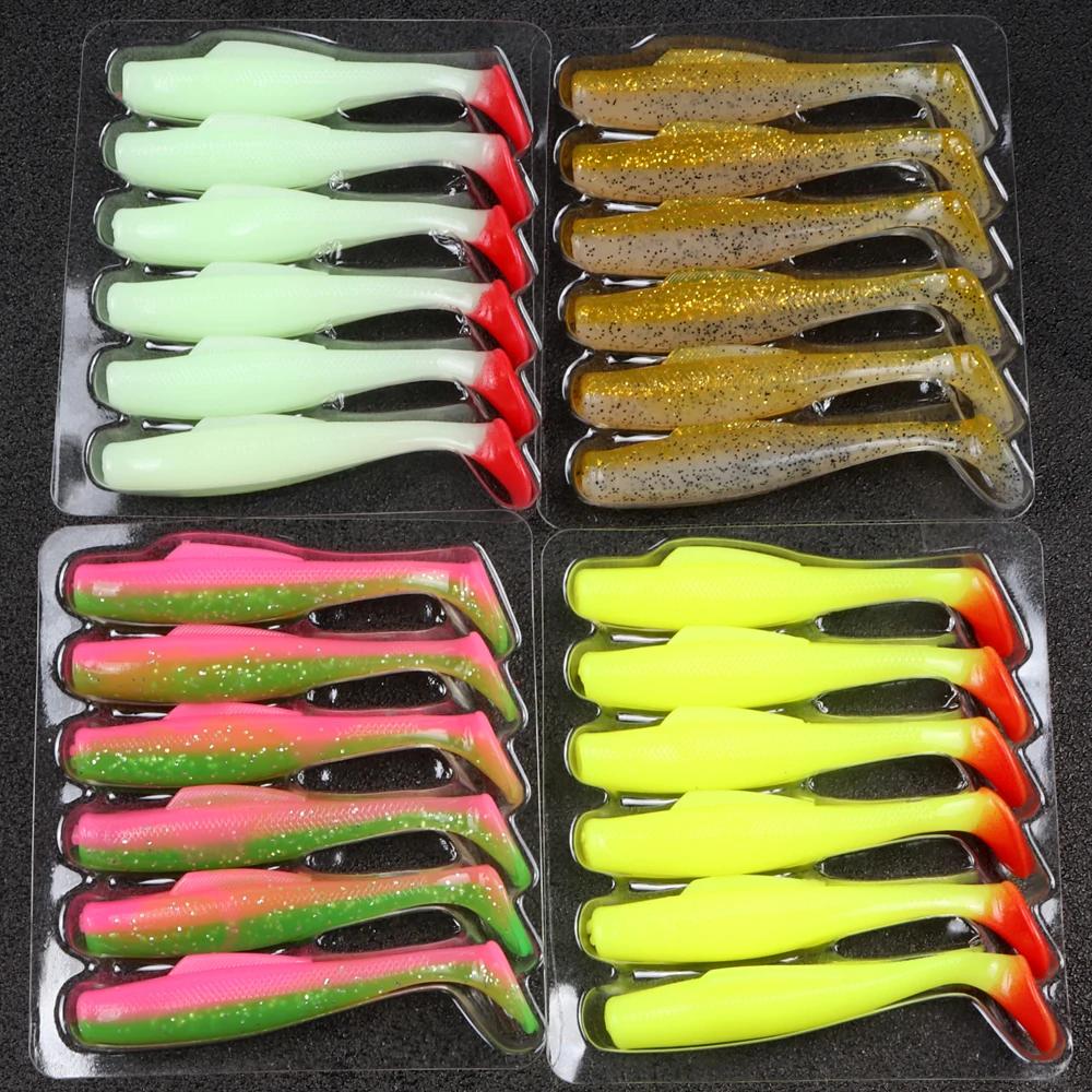 TEUKIM 6 pièces TPR doux ver Shad 80mm 4.8g roche Shiner leurres de pêche mer appât flottant doux le
