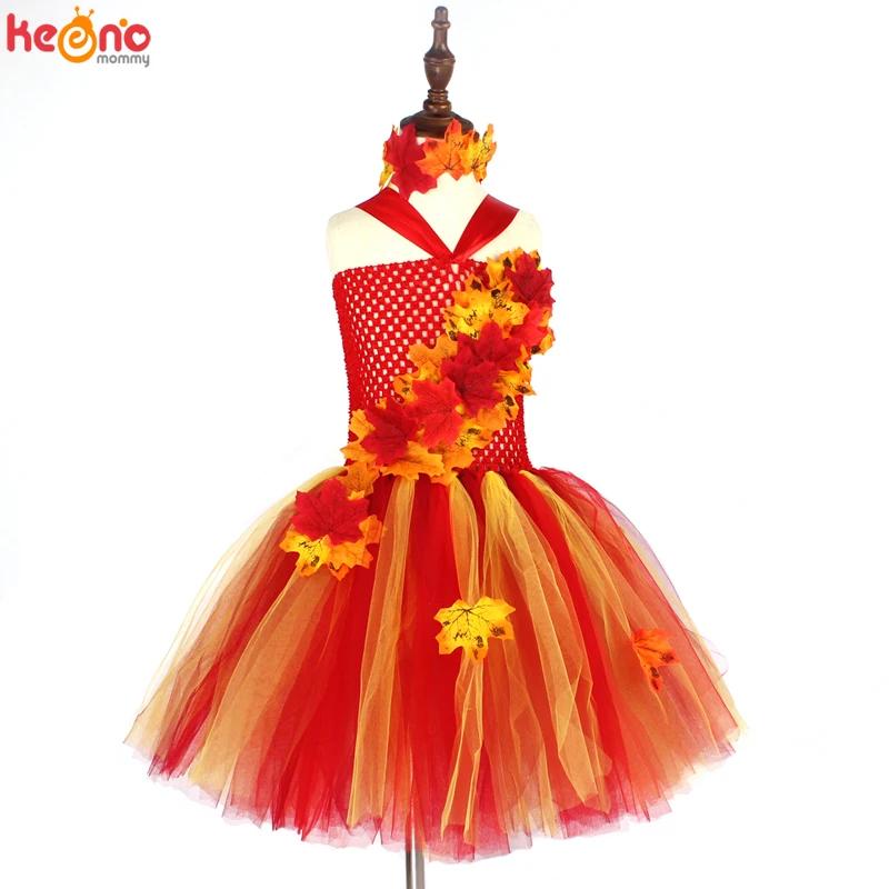 Robe Tutu d'automne pour filles, déguisement de feuilles d'érable pour enfants, Costume fantaisie d'