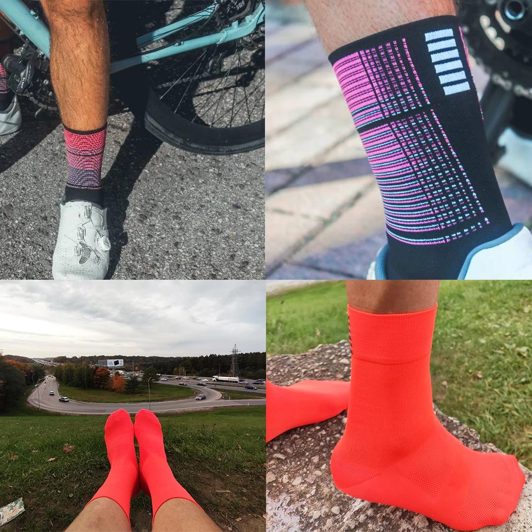 YKYWBIKE Lot de 5 paires de chaussettes de cyclisme sportives professionnelles respirantes pour homm
