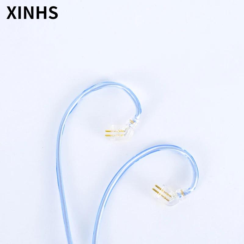 Câble d'écouteurs HIFI plaqué argent en cuivre monocristallin bleu à 2 brins XINHS