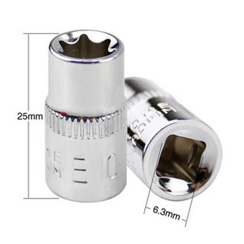 Jeu de douilles à cliquet 1/4 ", clé dynamométrique Torx Star, adaptateur de douille femelle, pilote