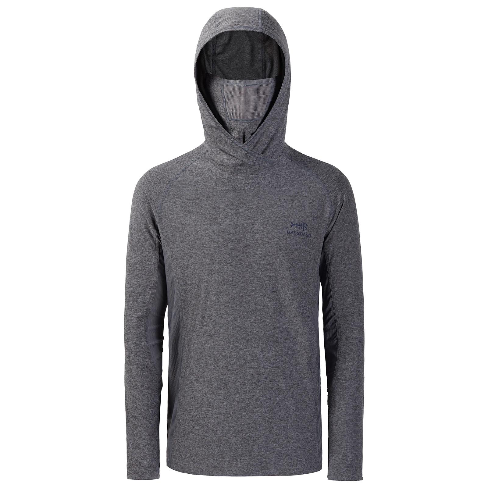 Bassdash UPF 50+ Chemise de pêche à manches longues pour homme avec masque, guêtre de cou UV, sweat