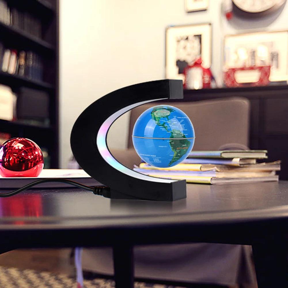 Globe à lévitation magnétique flottant LED carte du monde lampe antigravité électronique nouveauté b