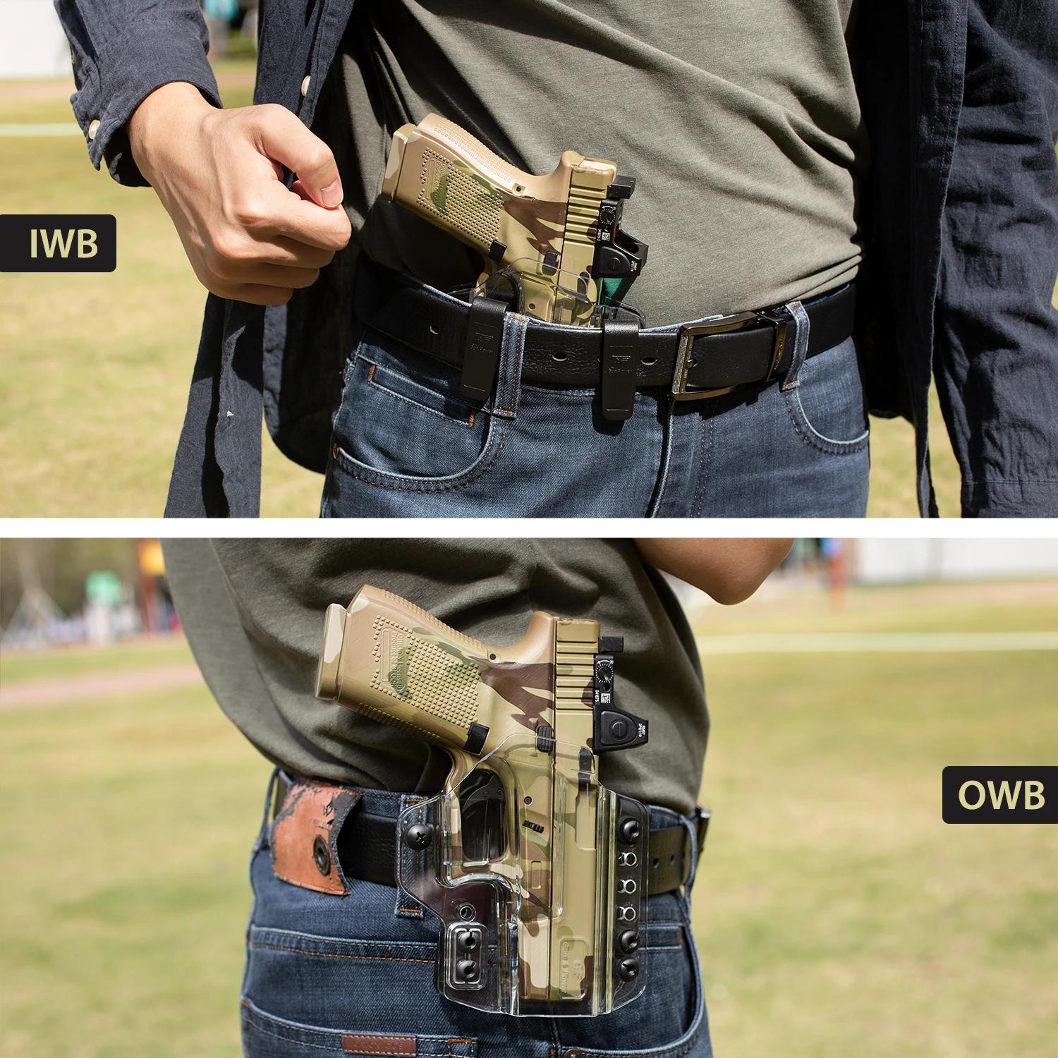 Uniquement pour Glock17/19 G43 P365 S & W MPS Taurus G2C 1911, étui en polymère transparent IWB/OWB,