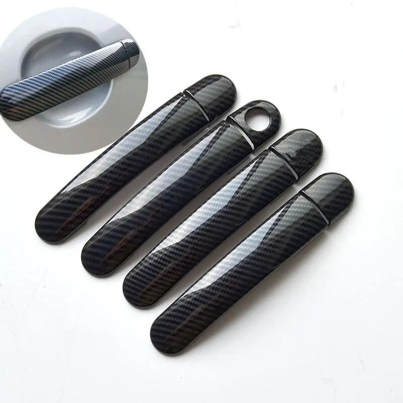Couvercle de poignée de porte de voiture en Fiber de carbone chromé, autocollant pour VW Golf 5 MK5