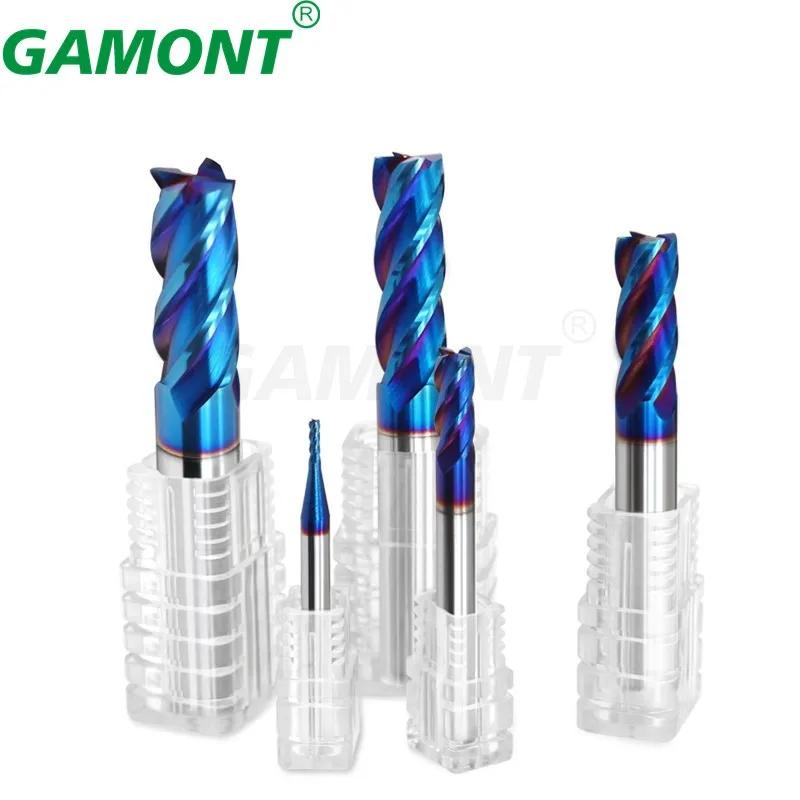 GAMONT HRC70 4-Fraise cannelures carbure d'acier au tungstène revêtement de caractéristique bleue f