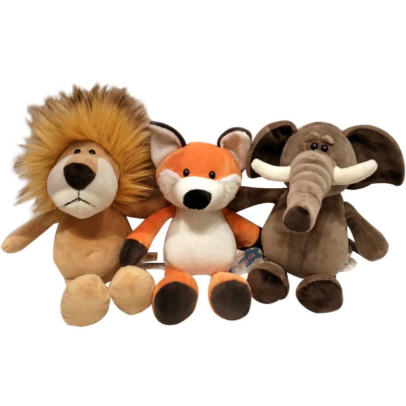 25cm peluche réaliste Lion tigre éléphant singe léopard girafe raton laveur poupée Simulation forêt