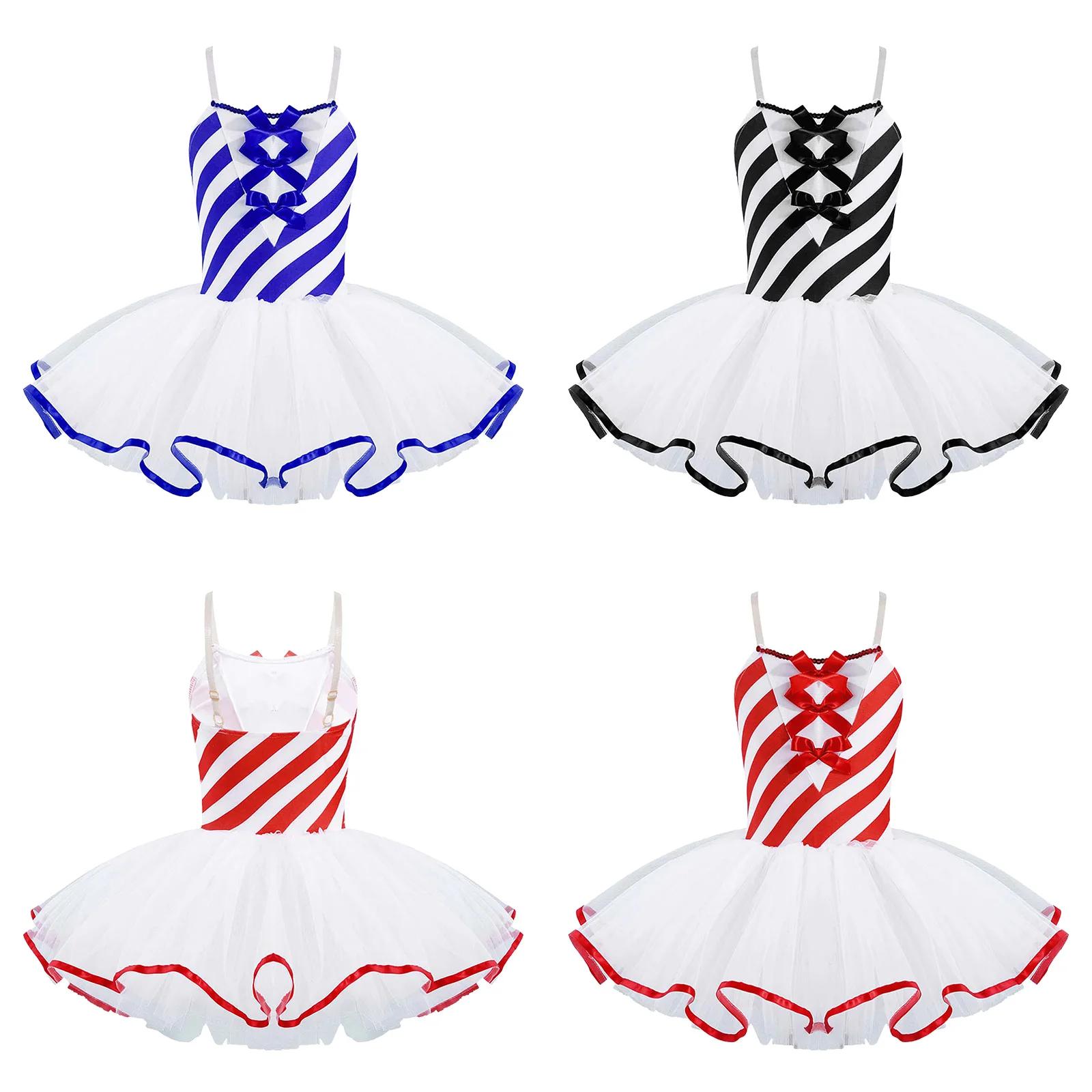Robe de danse tutu de ballet rayée Candy Cane pour filles, patinage artistique de Noël, costume de d
