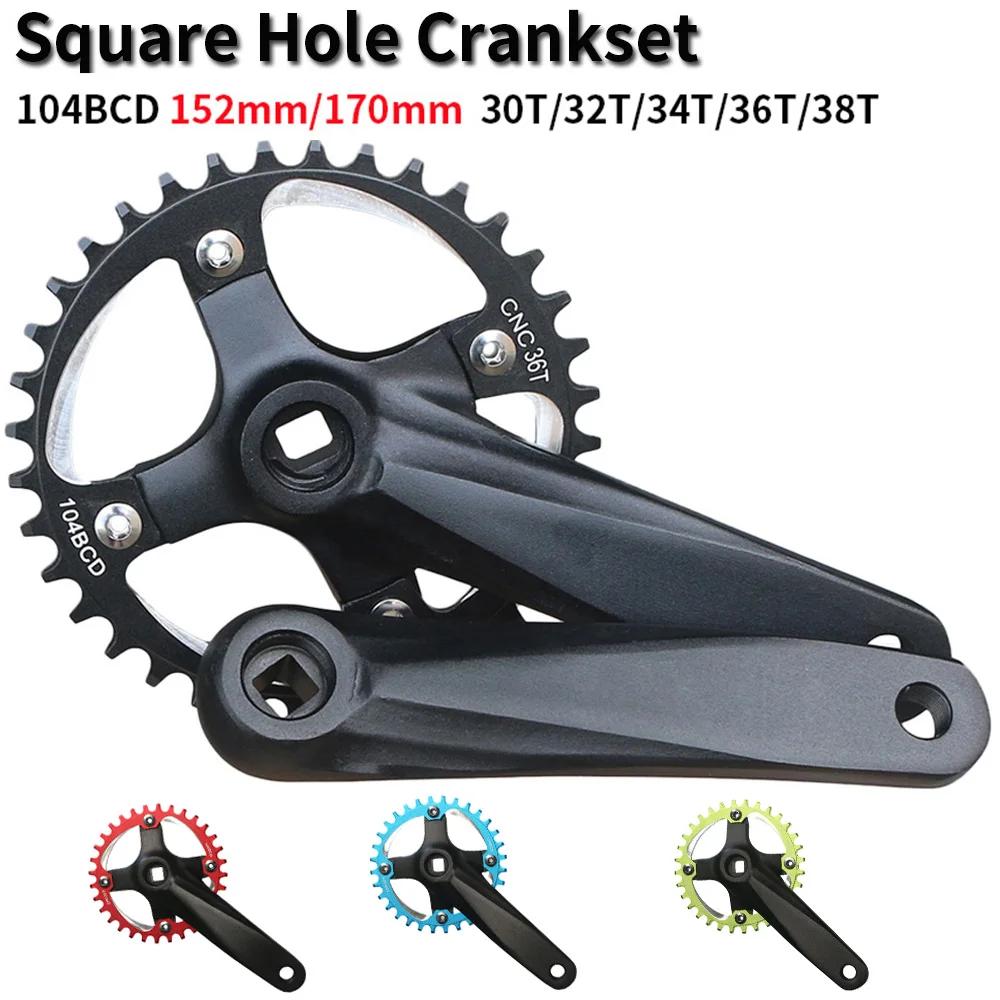 104BCD – pignon de manivelle de vélo, 152/165/170mm, pour vtt, trou carré, 30T 32T 34T 36T 38T, plat