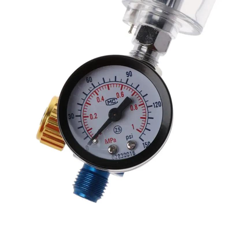 Jauge de régulateur d'air pour pistolet de pulvérisation + filtre piège à eau en ligne + adaptateur