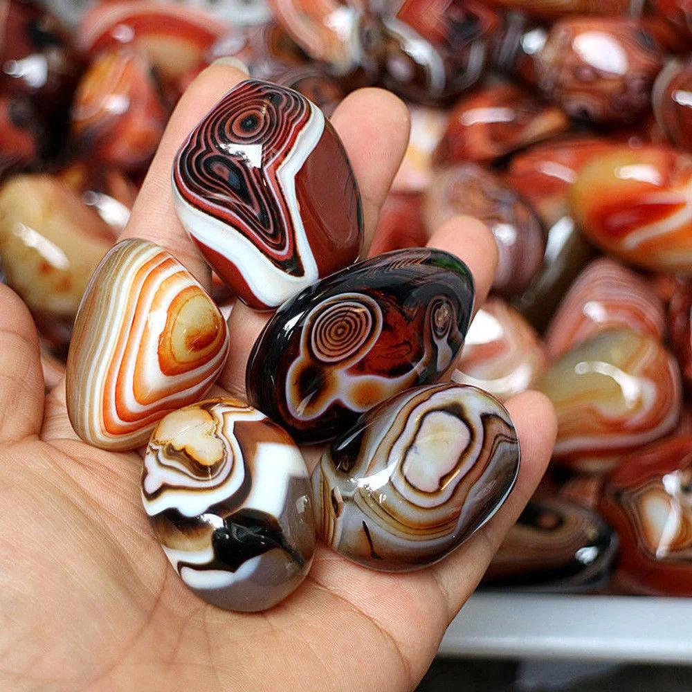 Pierre d'agate lisse naturelle, cristal de guérison, géode, spécimen minéral, décor artisanal de Mad