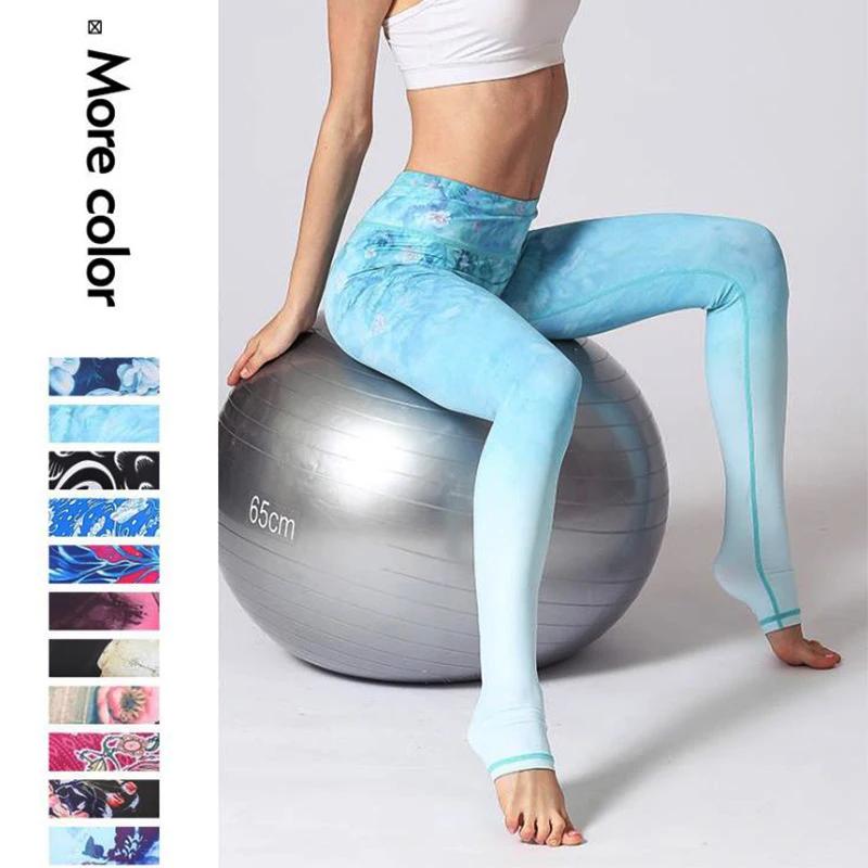 Pantalon de Yoga pour femmes, collant de sport, taille haute, à motif Floral, Push-Up, de course, d'