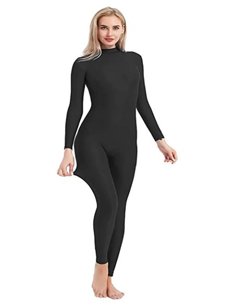 Speerise-Unitard de Yoga à Manches sulfpour Femme, Combinaison de Batterie, Catsuit Unisexe, Col Hau