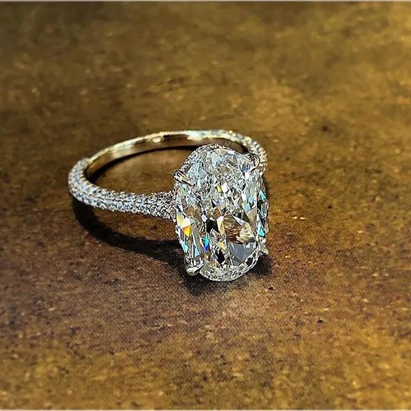 AneOval-Bague de fiançailles en argent regardé 100% pour femme, diamant de laboratoire CZ, alliance,