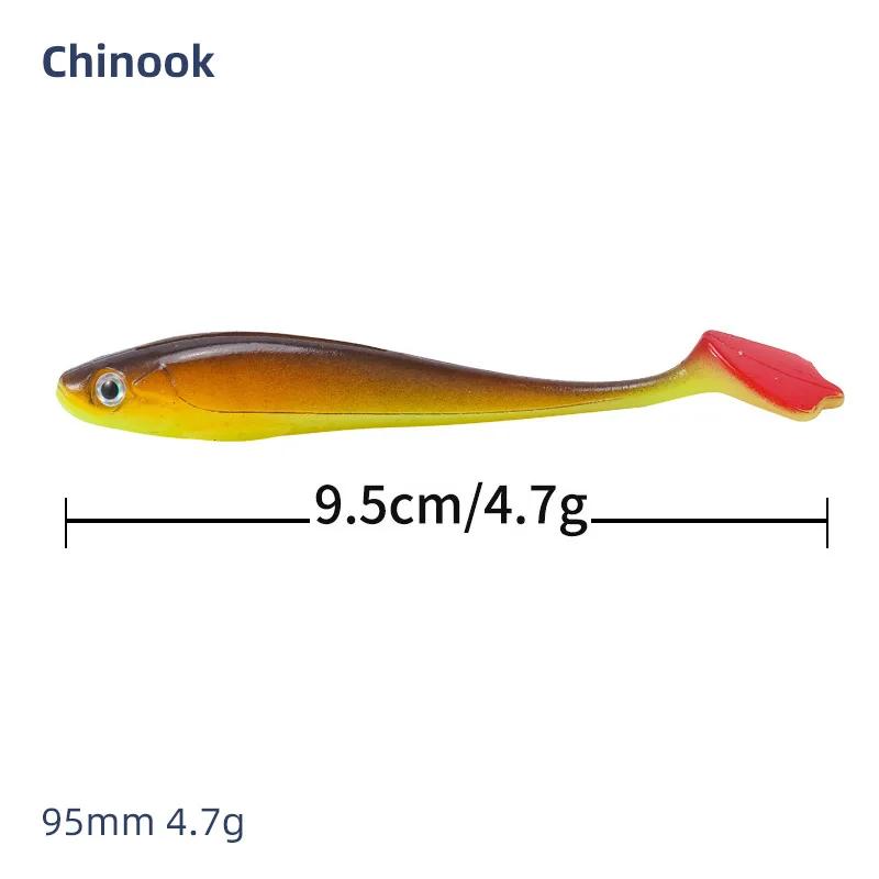 Chinook SoftBait leurre 90mm grande queue de pagaie Shad Swimbait 5 pièces ensemble Wobblers Silicon