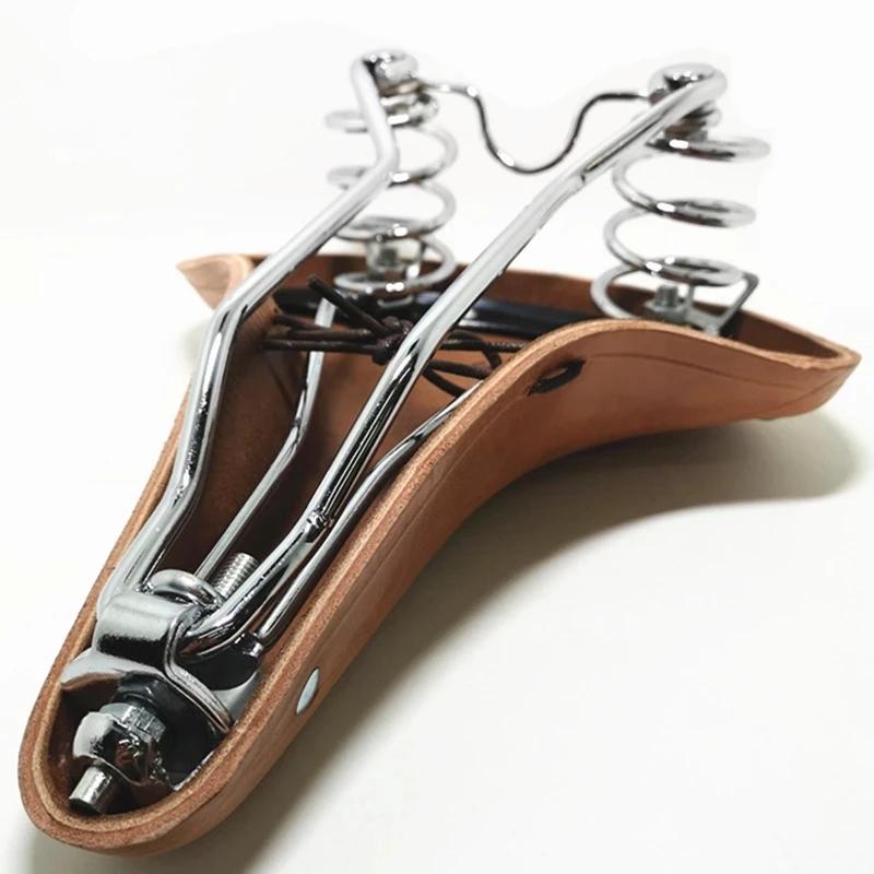 Selle de vélo de route en cuir de vache, Design rétro traditionnel à rivets, siège classique Vintage
