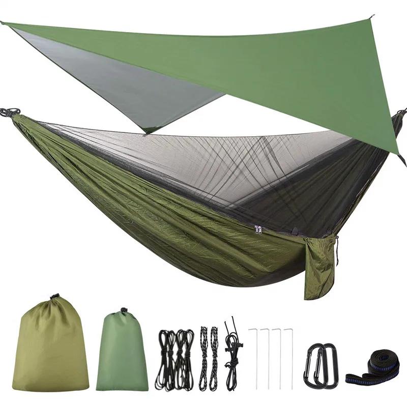 Hamac de Camping moustiquaire et auvent de hamac hamac en Nylon Portable sangles d'arbre de mouche d