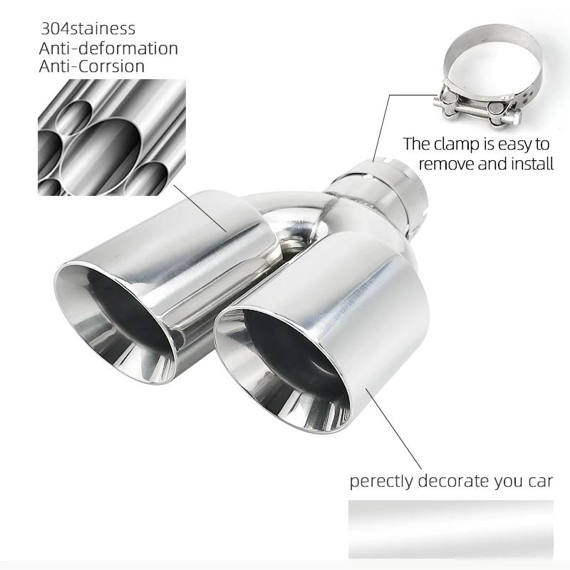Système d'échappement universel à double embout en U, en acier inoxydable, accessoires pour voitures