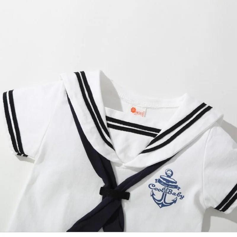 Vêtements d'été pour bébés garçons et filles, barboteuse marine, combinaison de marin pour nouveau-n