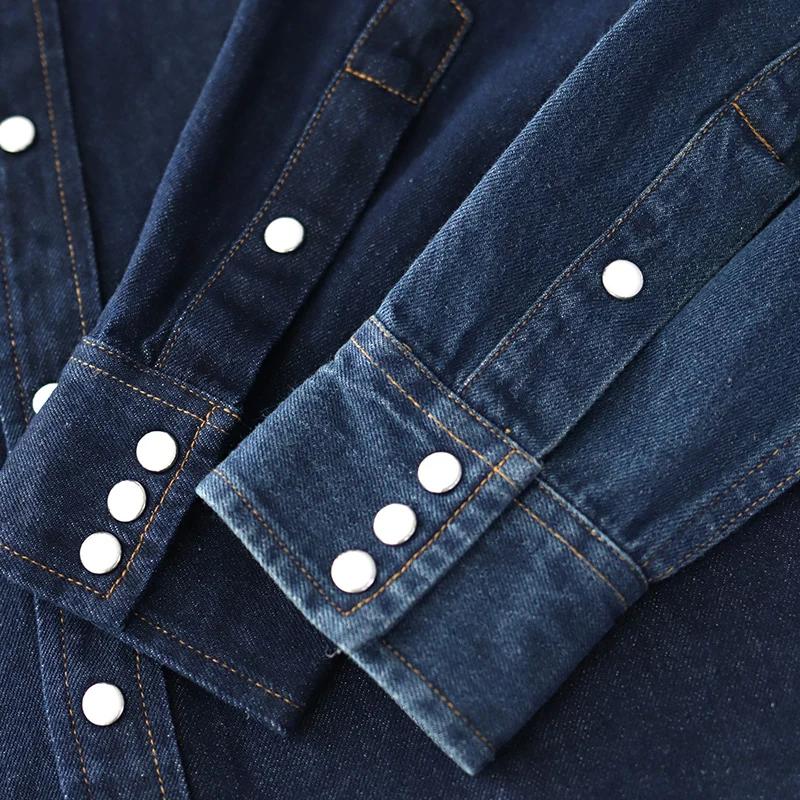 Chemise en jean western lourd pour hommes, manteau de chemisiers d'outillage épaissi, chemise décont