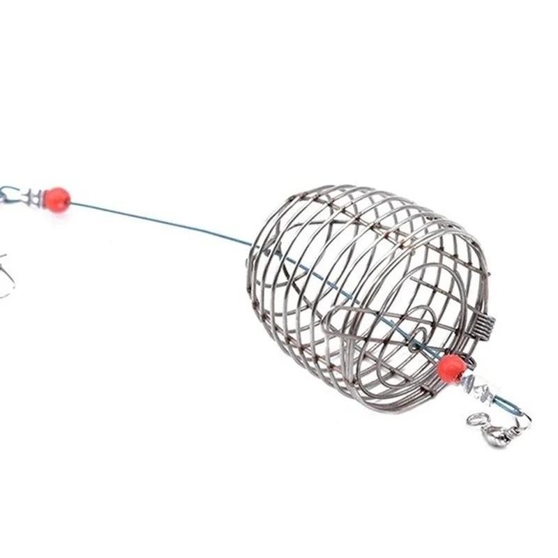 FLYSAND poisson petit acier inoxydable appât Cage panier mangeoire support pêche leurre Cage pêche a