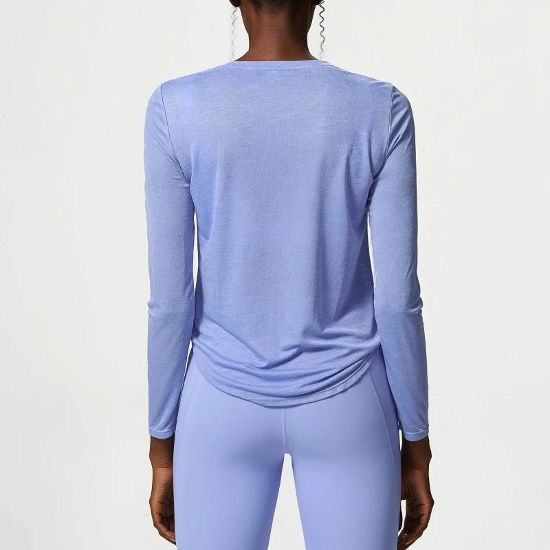 Chemise de Yoga à manches longues pour femmes, plissée sur le côté, ample, haut de gymnastique, resp