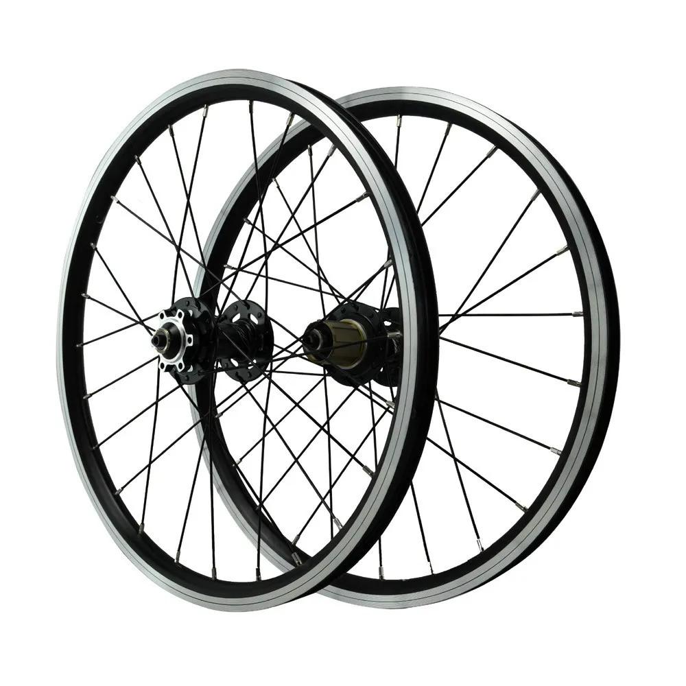 Paire de roues de vélo pliant, frein à disque, frein à jante en V, 24H, valve AV, moyeux à roulement