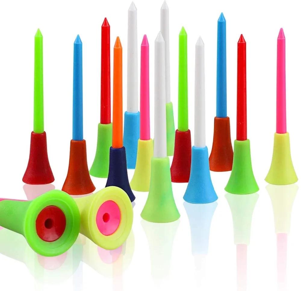 100 pièces Tees de Golf mélanger les couleurs 83mm en plastique Durable en caoutchouc coussin haut p