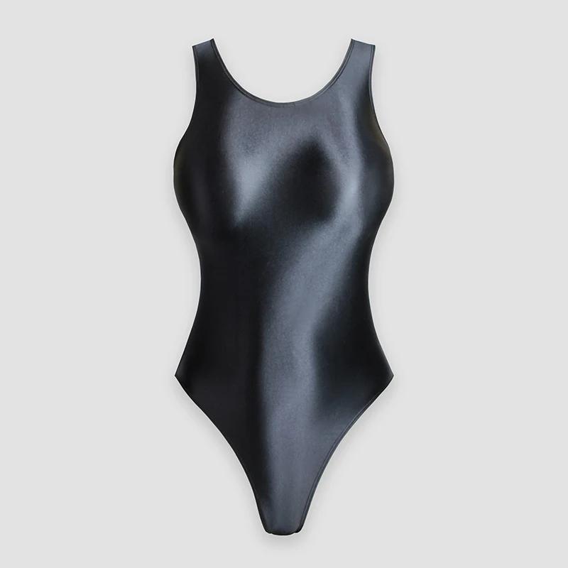 Maillot de bain brillant en satin XClocKNYoung, justaucorps brillant en satin, maillot de bain une p