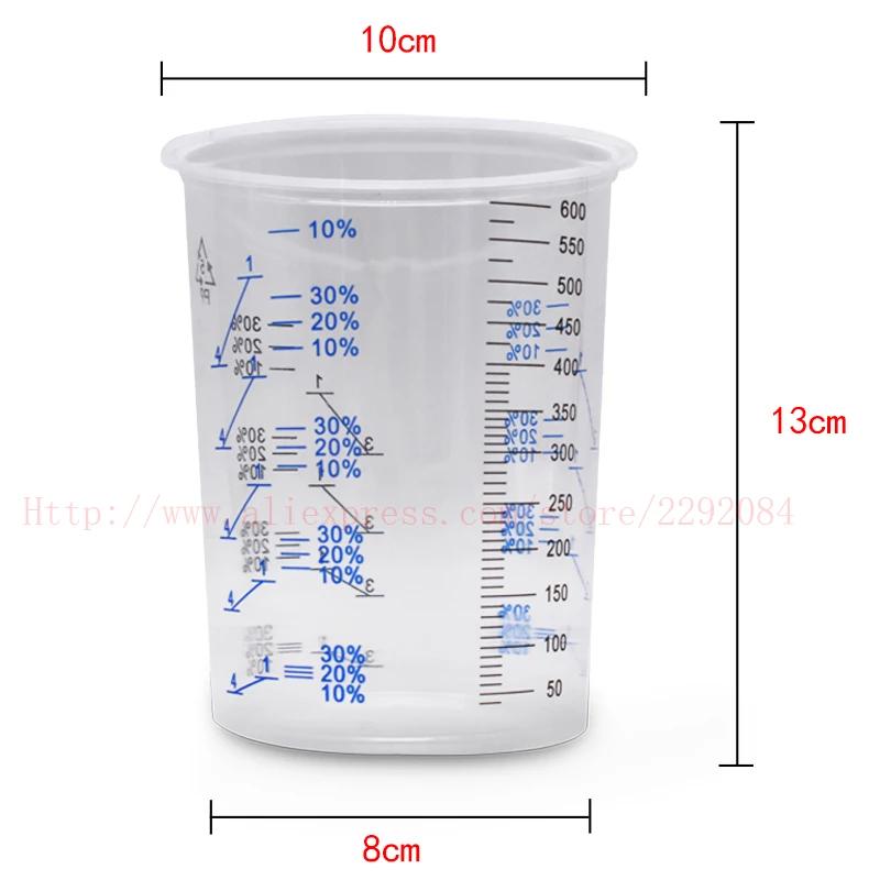 Pistolet de pulvérisation 600ml, tasses à mesurer jetables, 50 pièces, peinture plastique graduée tr