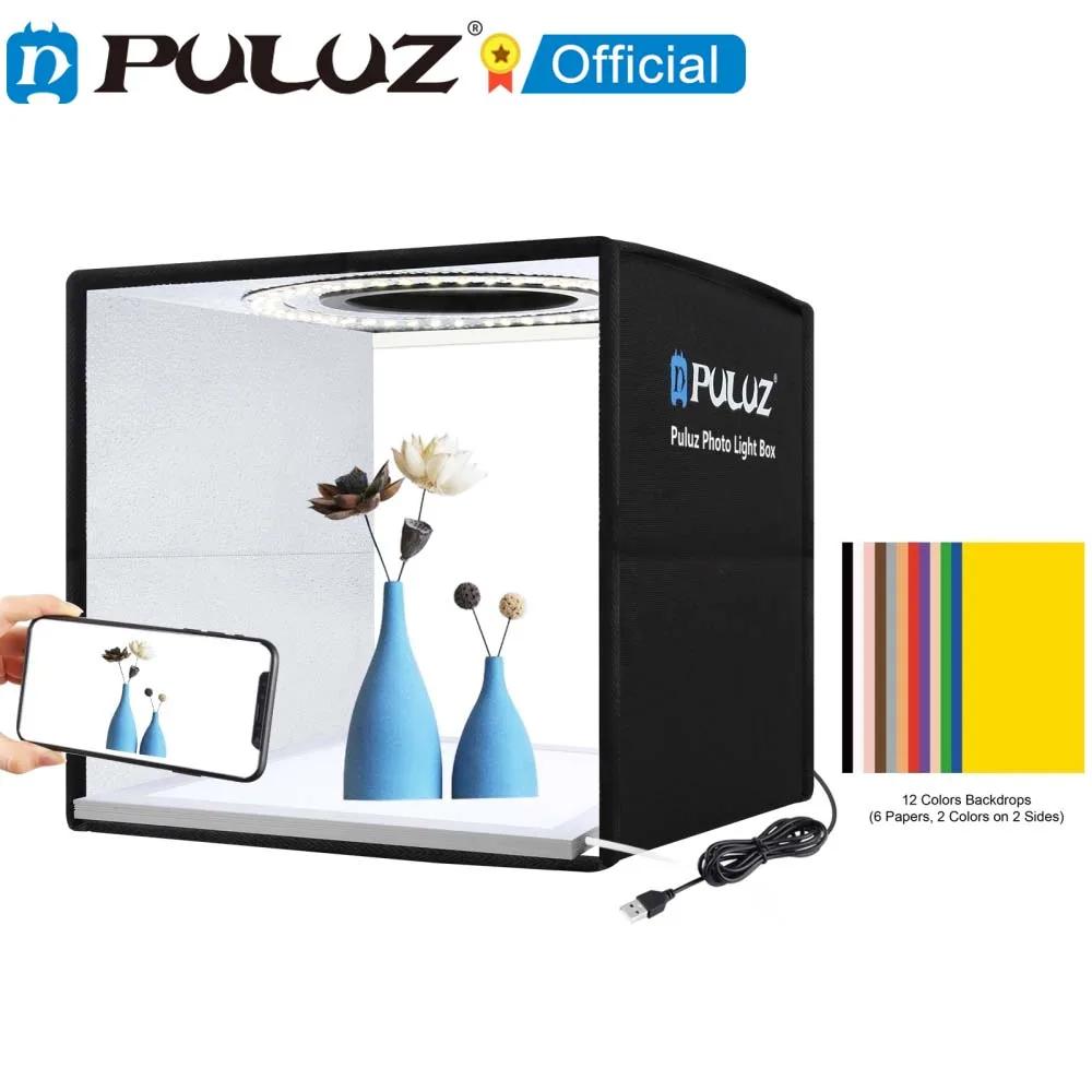 PULUZ Lightbox 80 60 50 40 30cm Photo lumière LED Studio Kits 6 12 arrière-plans de couleur photogra