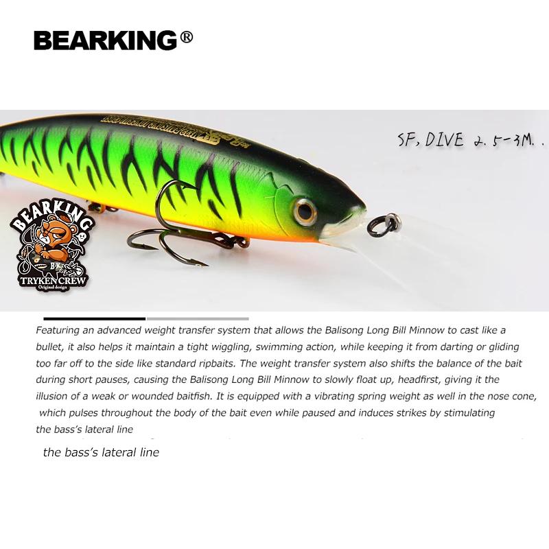 Bearking 130mm 28.6g qualité professionnelle leurres de pêche appât dur plongée 2.5-3m qualité wobbl