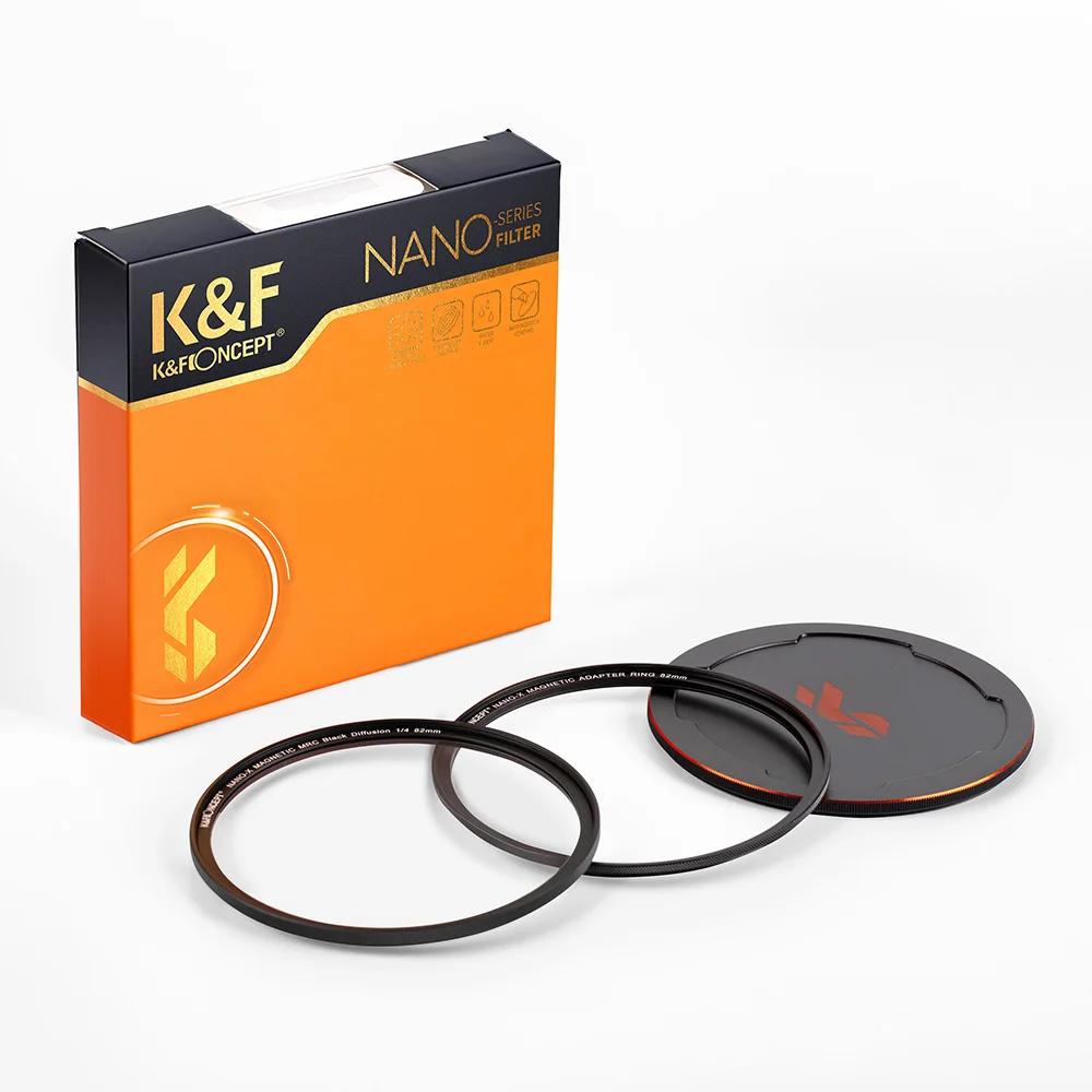 Filtre à diffusion de brouillard noir magnétique K&F CONCEPT 1/4 1/8 pour effets spéciaux, prise de
