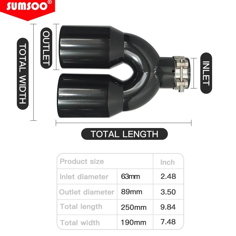 Véritable SUMSOO 1 pièces universel Double pointe d'échappement arrière tuyau d'échappement en acier