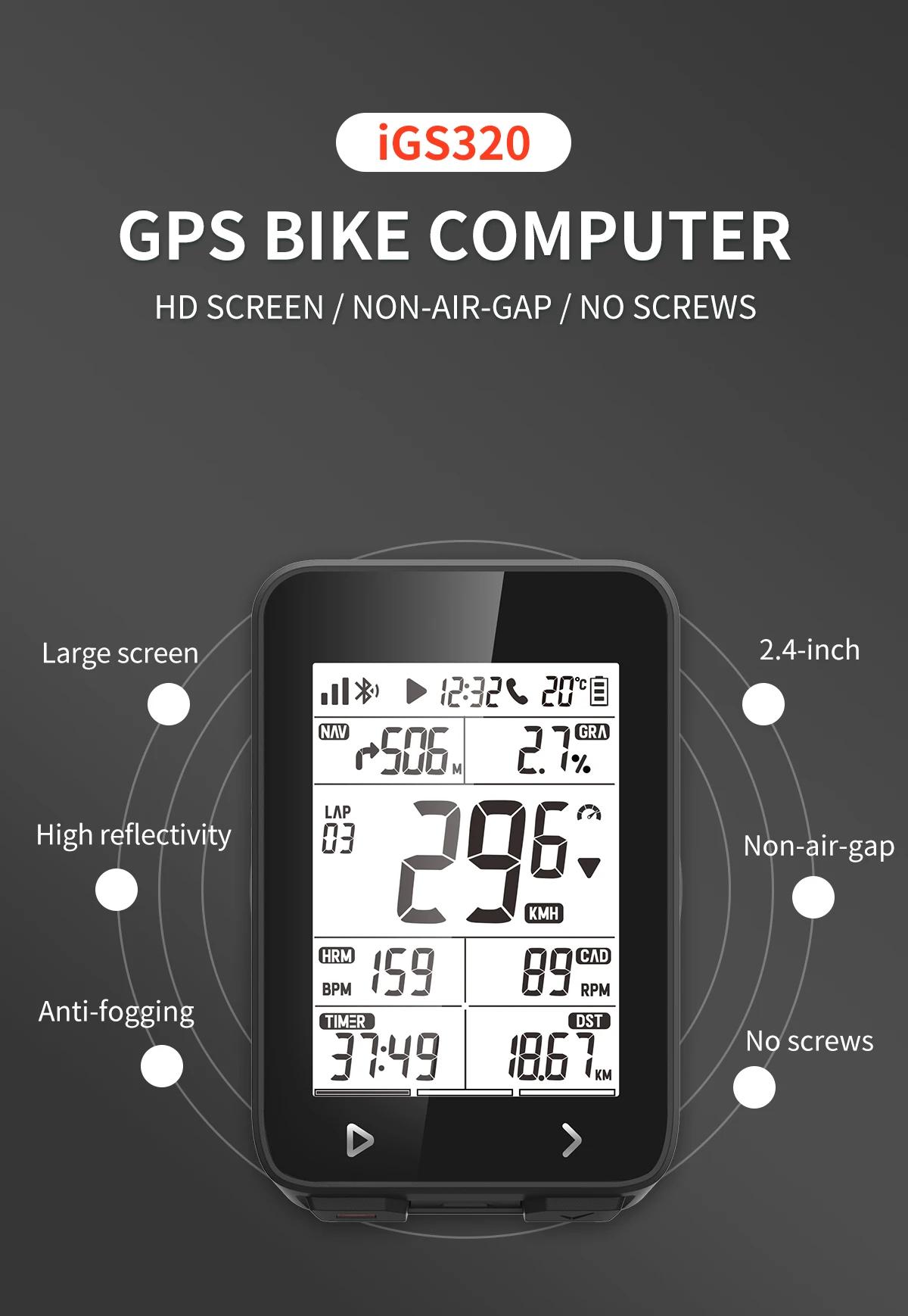 IGPSPORT – compteur de vélo sans fil IGS320, IPX7, Bluetooth 5.0 ANT + GPS, 72H d'autonomie de la ba