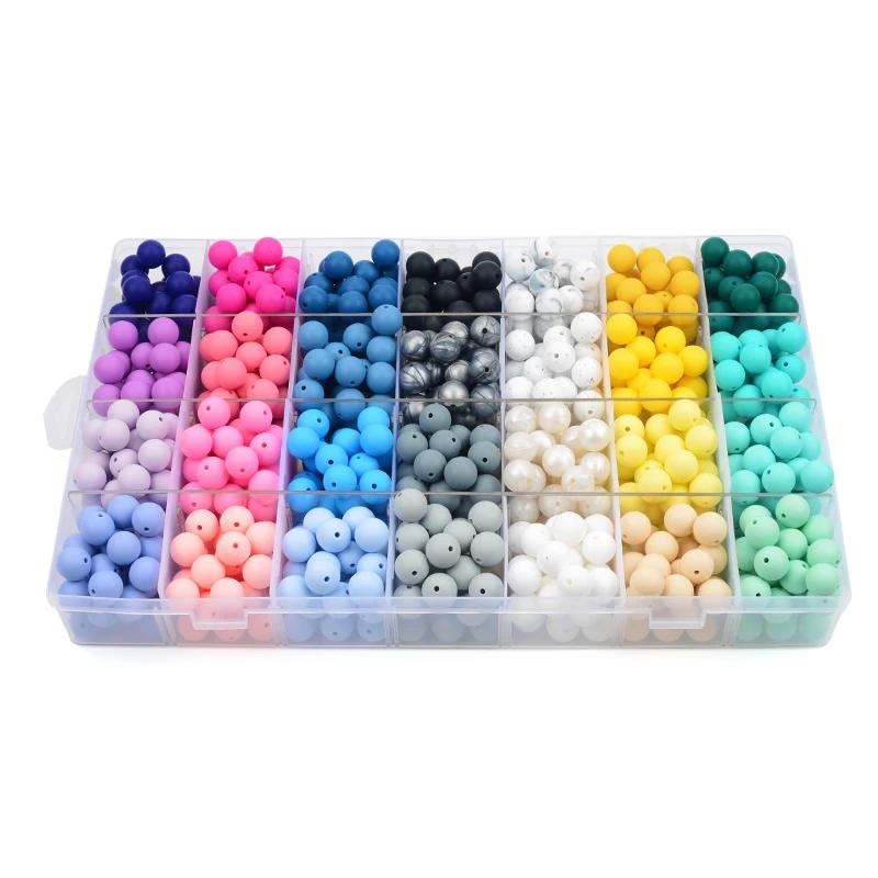 LOFCA 9mm 100 pièces perles de dentition en Silicone anneau de dentition bébé collier d'allaitement