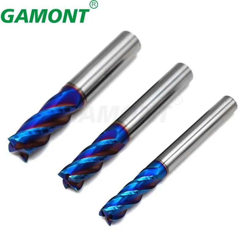 GAMONT HRC70 4-Fraise cannelures carbure d'acier au tungstène revêtement de caractéristique bleue f