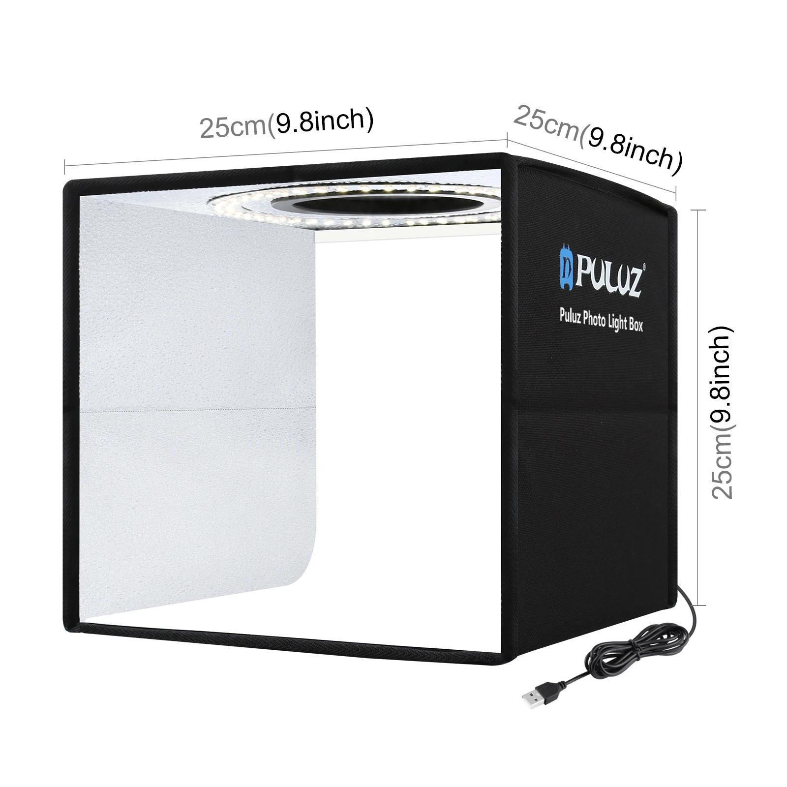 PULUZ Lightbox 80 60 50 40 30cm Photo lumière LED Studio Kits 6 12 arrière-plans de couleur photogra