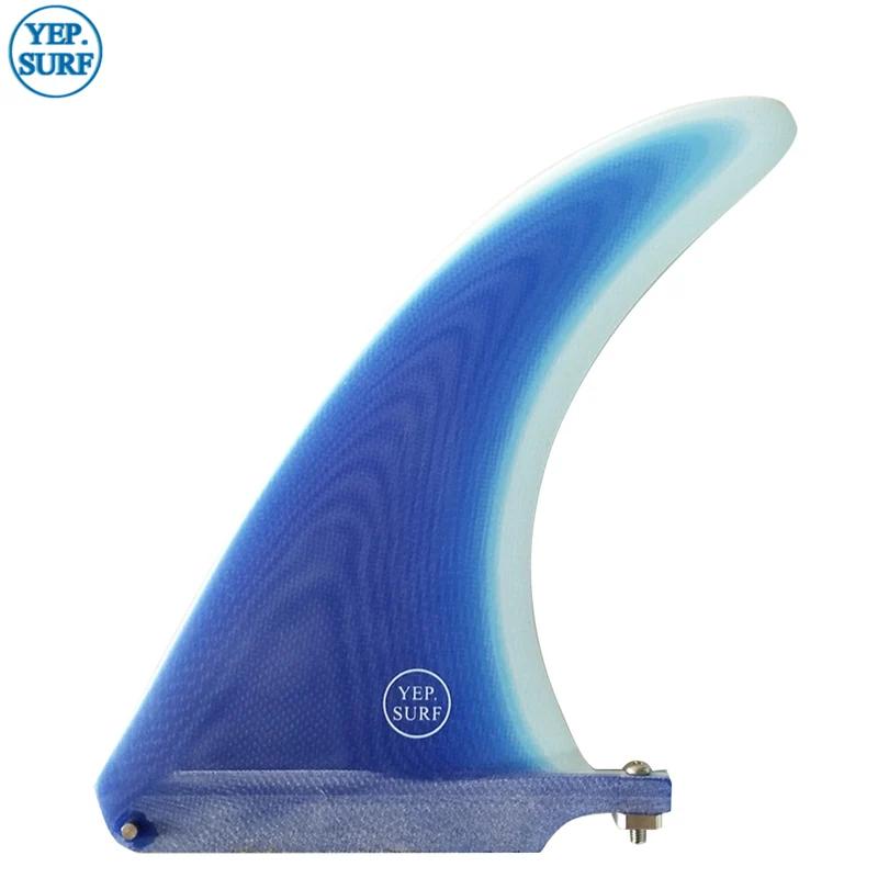 Fins de Surf Longboard en fiber de verre, 7/8/9/10/25/11 pouces, simples, blanches/bleues/noires/bru
