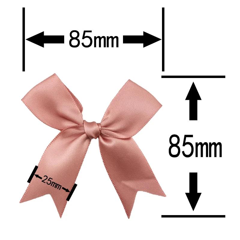 (50 pièces/paquet) 85*85mm ruban rose frais nœuds de petite taille ruban de Satin nœud fleur artisan