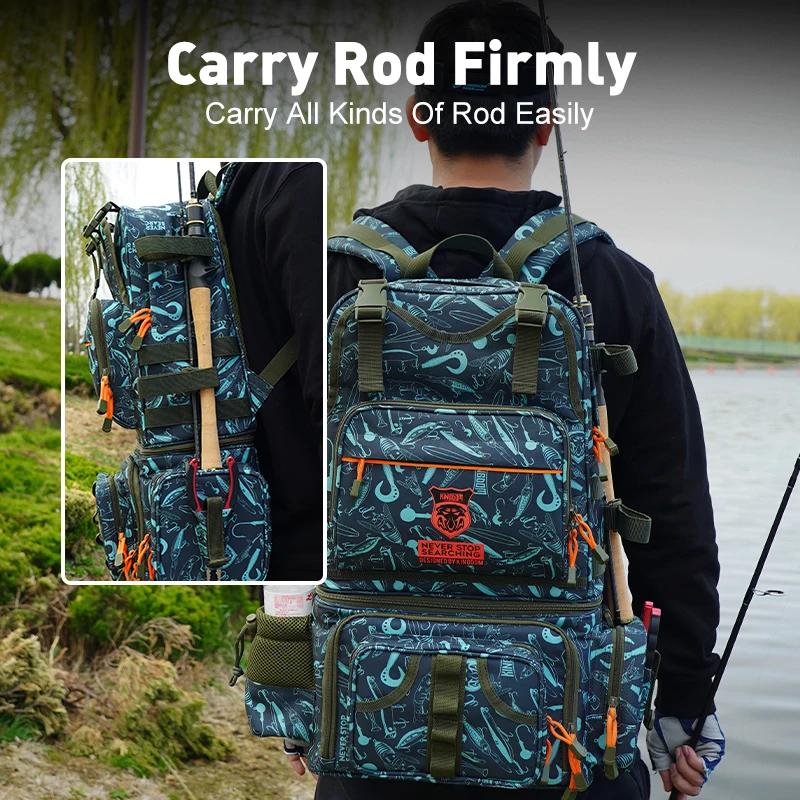 Kingdom – sac à dos de pêche en Nylon imperméable 1000D, 43x24x53cm, grande capacité, rangement mult