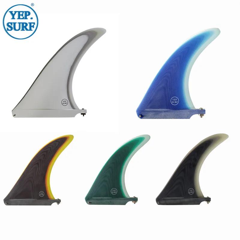 Fins de Surf Longboard en fiber de verre, 7/8/9/10/25/11 pouces, simples, blanches/bleues/noires/bru