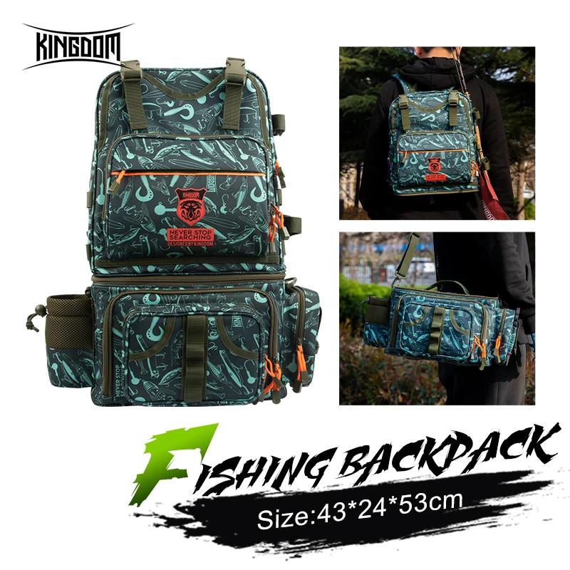 Kingdom – sac à dos de pêche en Nylon imperméable 1000D, 43x24x53cm, grande capacité, rangement mult