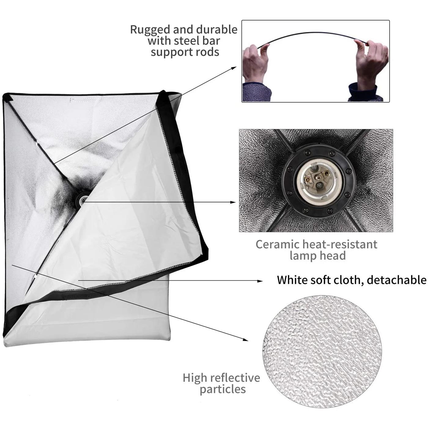Équipement photographique Photo Studio photographie boîte souple Kit avec Triopode vidéo 50x70 cm bo